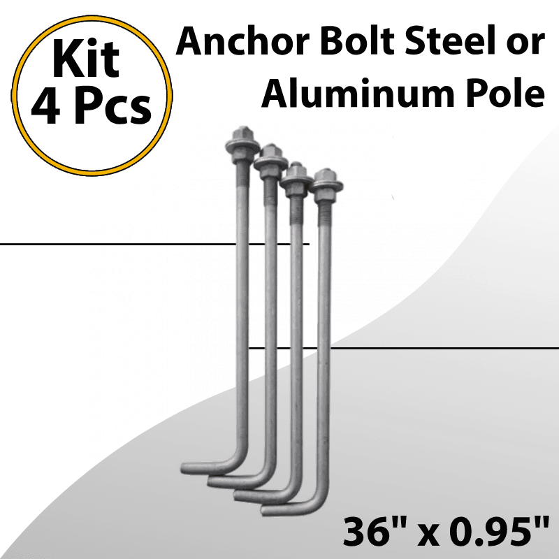 Anchor Bolt Kit 4 pcs for Steel or Aluminum Pole 36" x 0.95"