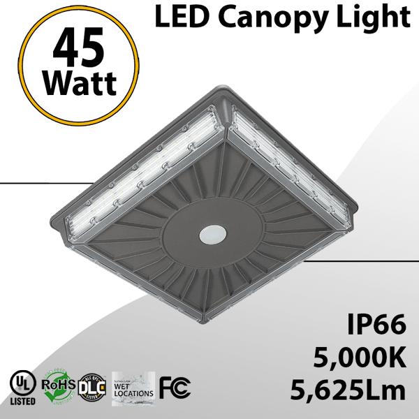 Dark Bronze LED Parking Garage Canopy Light 5000K 45W
