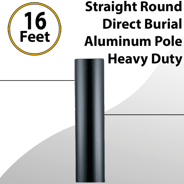 Light post Heavy Duty 16Ft 3"OD 1/4" Wall Thickness Black Powder Coated
