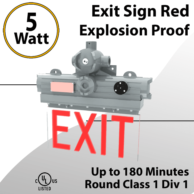 Emergency Exit Sign - Red Light - Explosion Proof - Class I Division 1