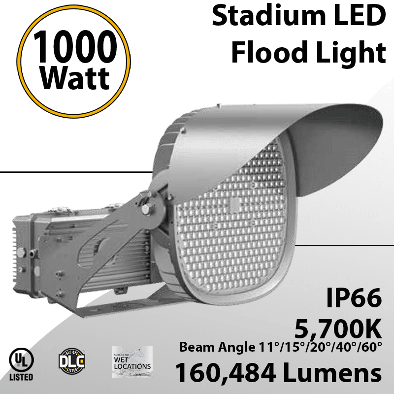 Stadium Lights LED Sports Lamp 1000W 160484 lumens 200-480VAC IP66 UL DLC