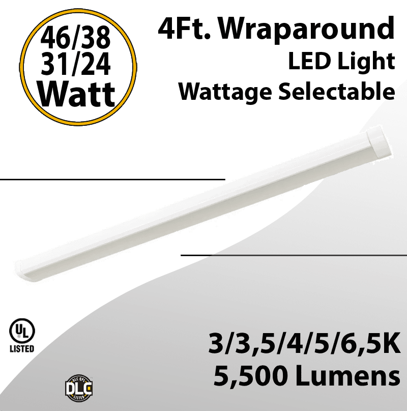 Led 4Ft Wrapround Light Selectable 46/38/31/24W 5CCT 5500Lm