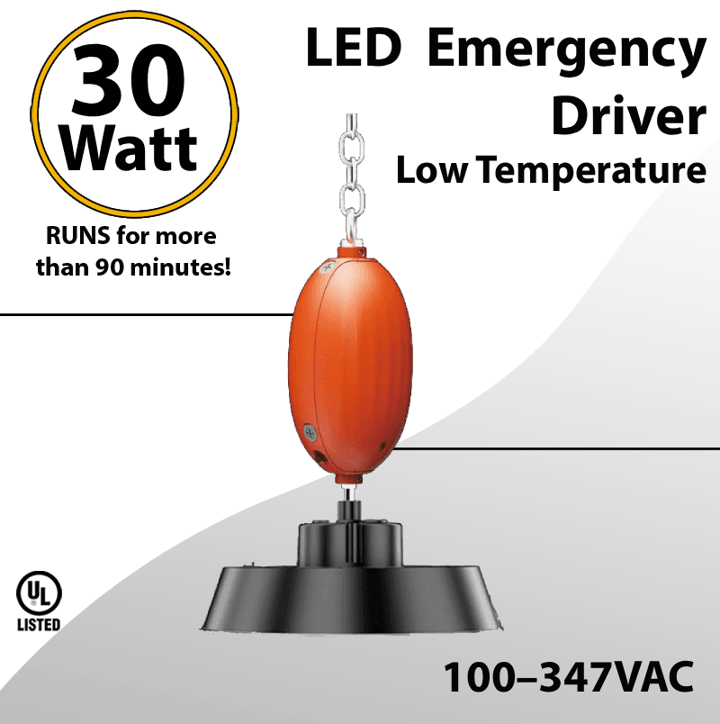 LED Emergency Driver 30 Watt Field Installable UL 100-347VAC Low Temp