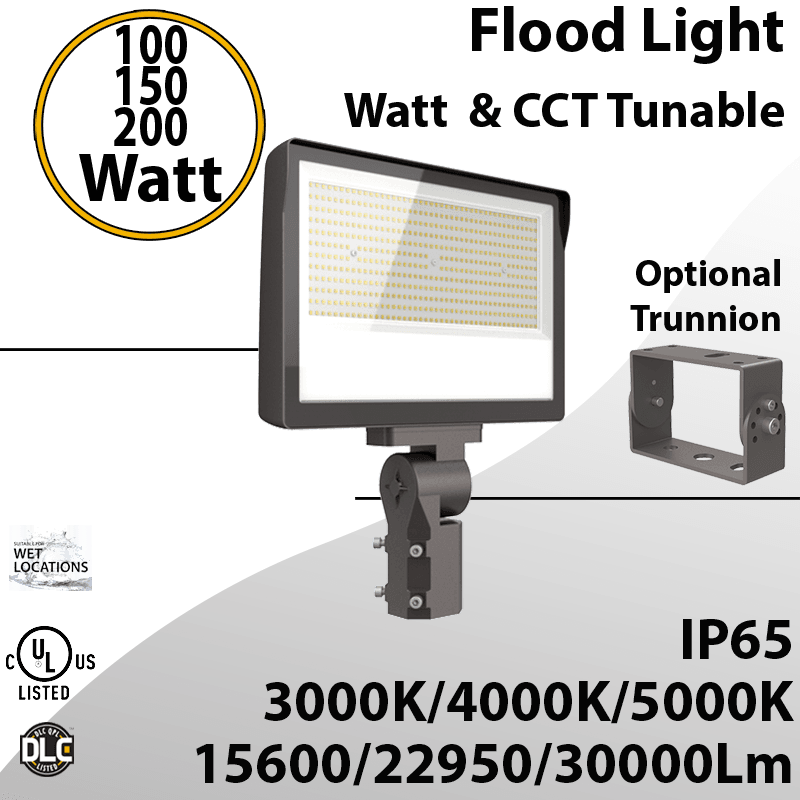 LED Flood Light 100W 150W 200W 30/40/50K Tunable
