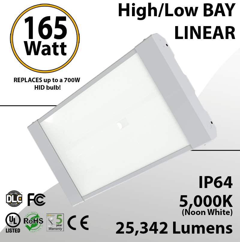 LED Linear High Bay Fixture 2Ft. 165W 25342 Lumens 5000K UL DLC