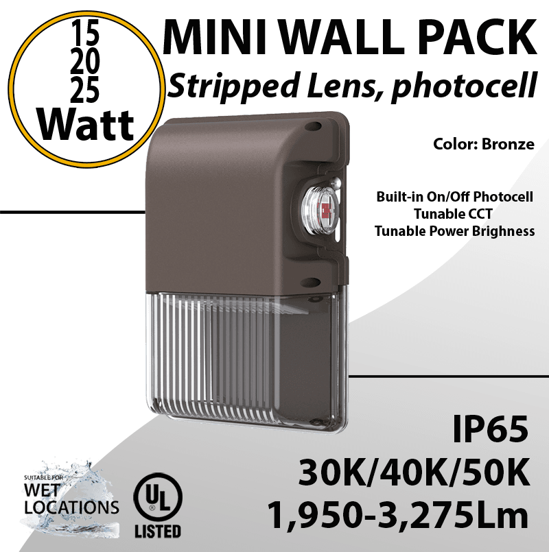 LED Wall Pack light 12/25W 3275Lm CCT Tunable W/Photocell