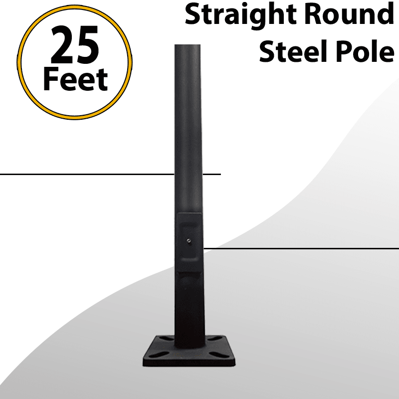 Light Pole Round Tapered Steel Dark Bronze Anchor Base 25Ft x 6.60-3.10Inch 7G 180MPH
