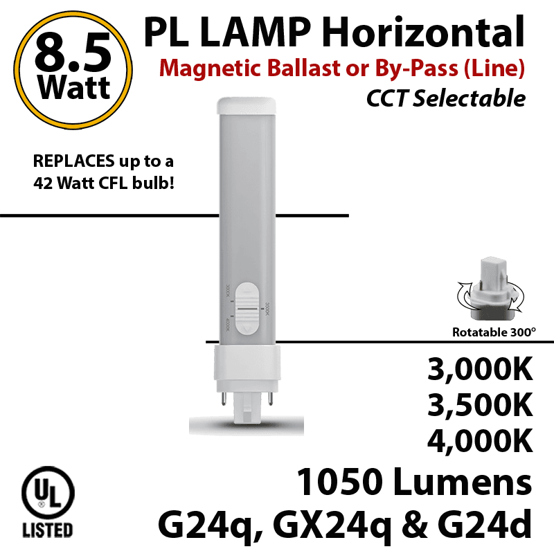 PL Lamp LED CFL 1050Lm 3000 3500 4000K G24q-d Magnetic ballast or line