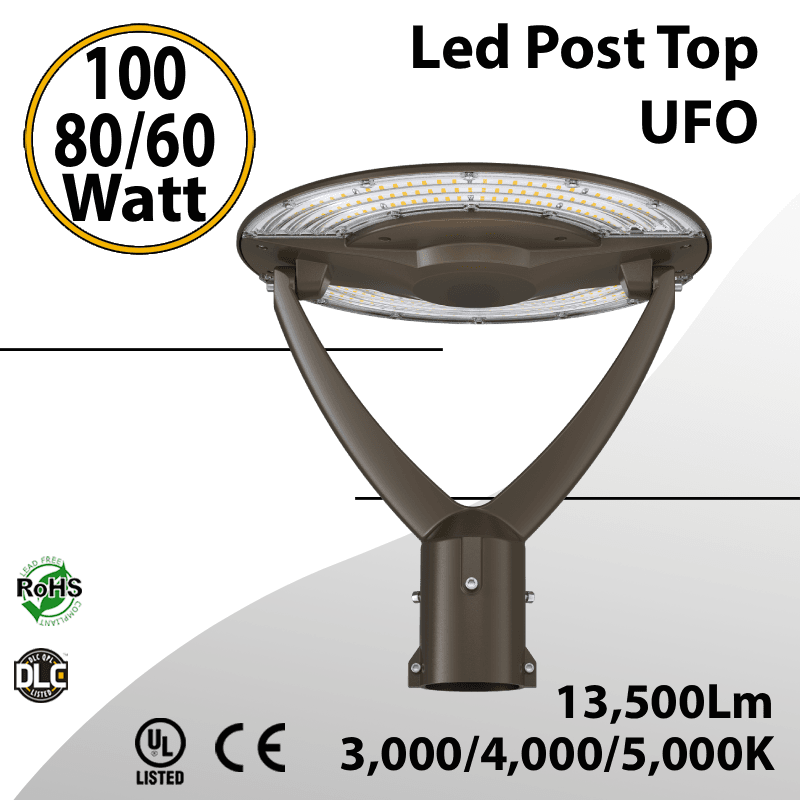 Led Post Top UFO 100/80/60 Watt Tunable 3/4/5K Tunable 13500Lm
