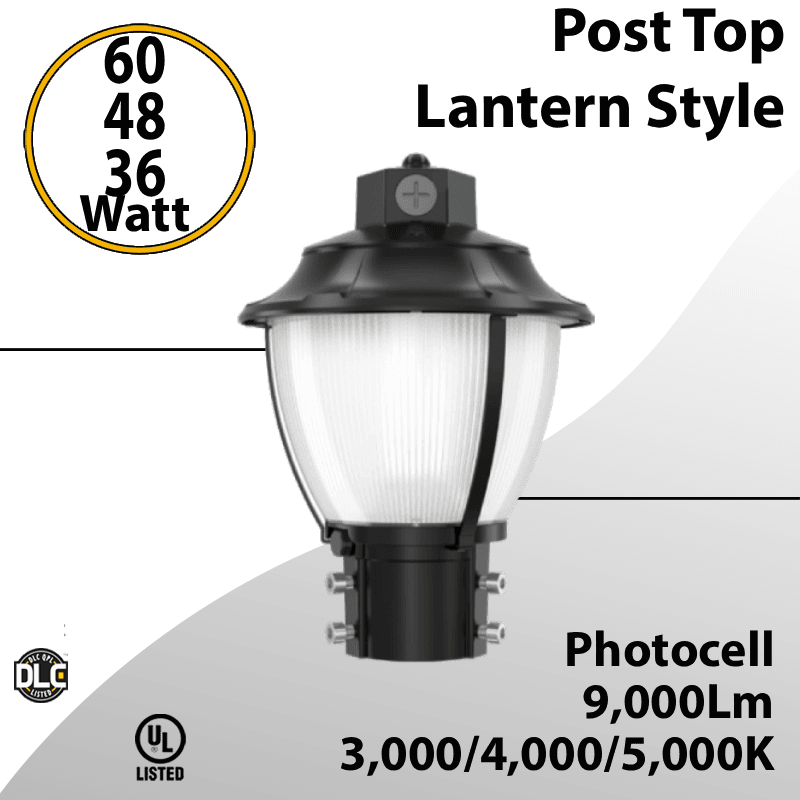 Post Top LED Garden Light 60W 48W 36W - 30K 40K 50K 9000Lm Photocell