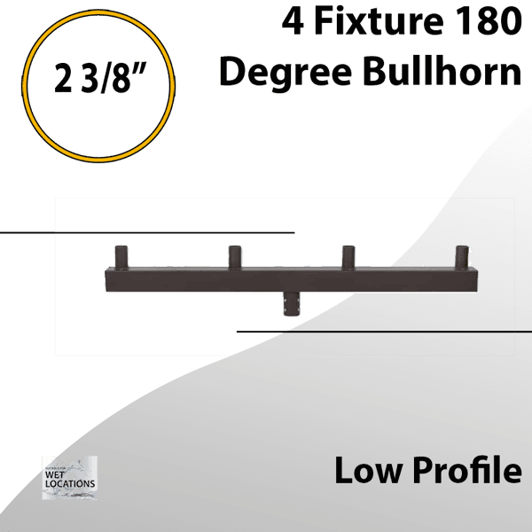 4-Fixture 180° Bullhorn Mount, 2 3/8 Inch Bronze Tenon, Low Profile