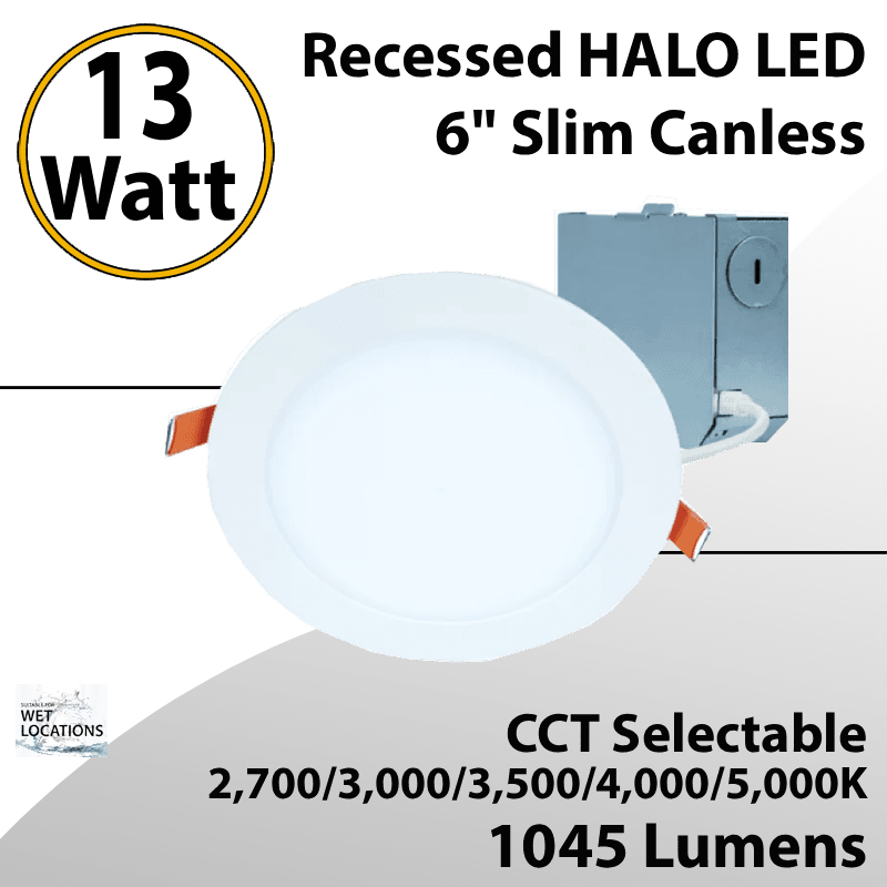 Recessed HALO LED Downlight 6" Slim Canless 1045Lm 13W CCT Selectable