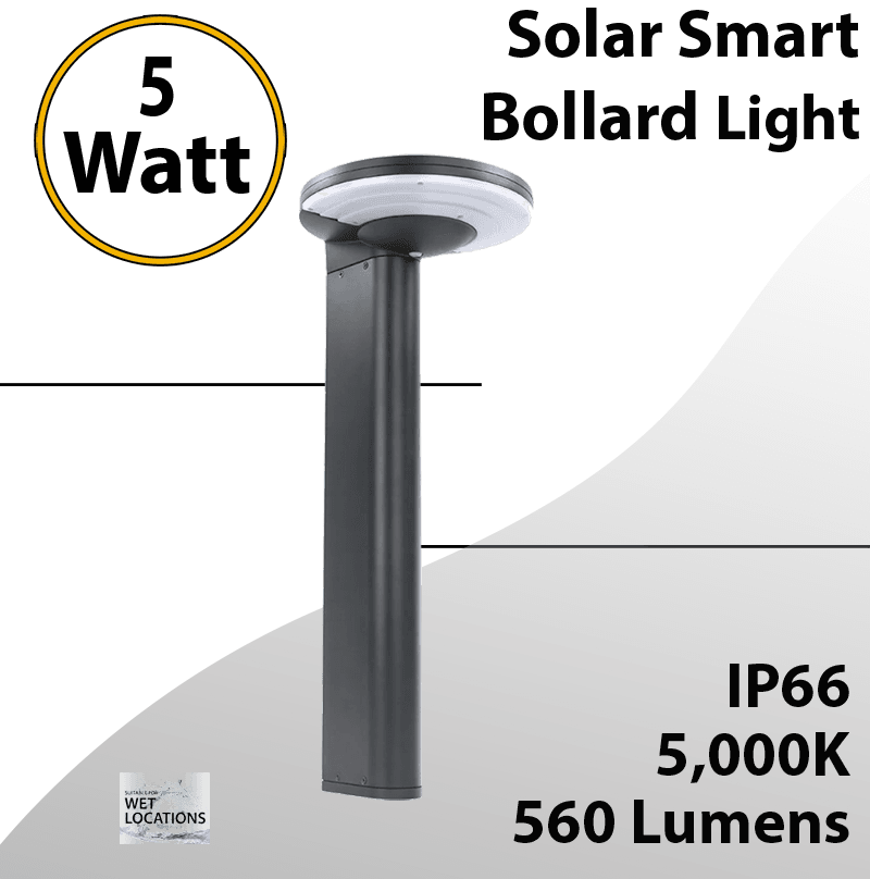 Solar LED Bollard Garden Path Lights 5W Round+DC Controller
