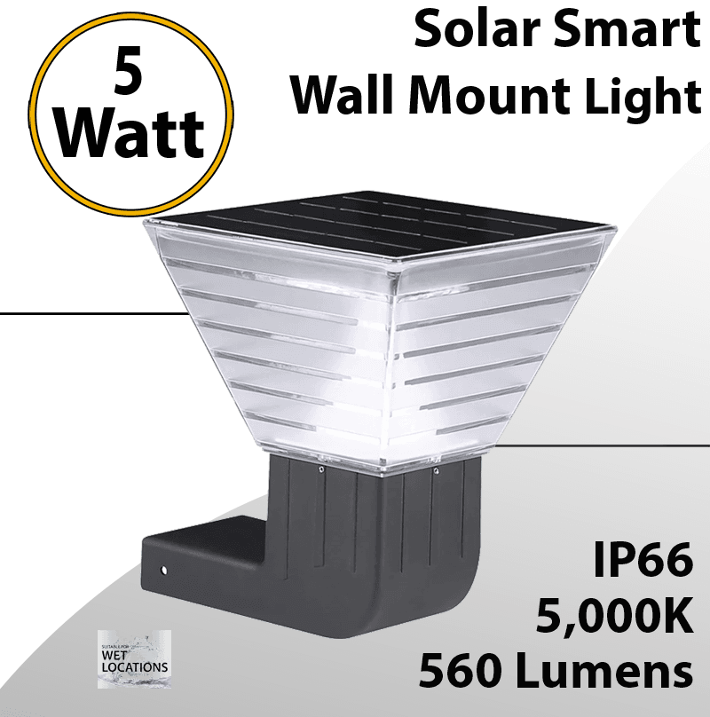 Solar Wall Mount Smart Light Control 5W 560Lm Piramid