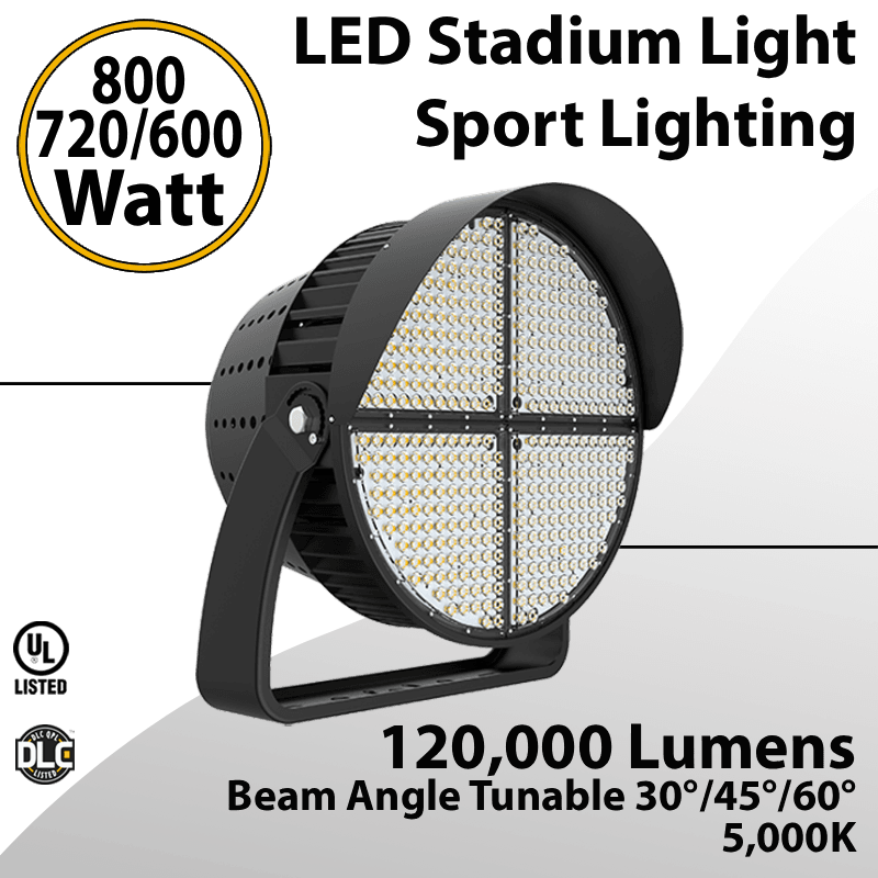 Stadium Lighting Tunable 800/720/600W 5000K 120000Lm 30/45/60° Tunable
