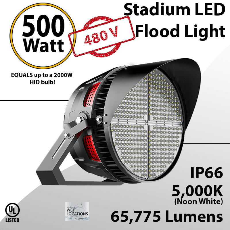 Stadium Lights Sports Lamp 500W 480VAC 65775 lumens IP66 UL DLC