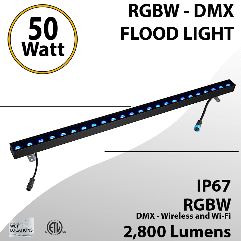 Wall Washer Light 50W RGBW 2800 Lumens White IP67