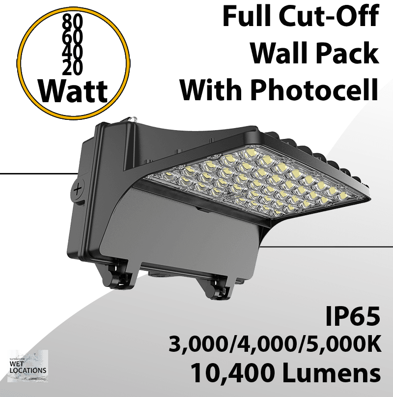 LED Wall Pack Light with Photocell, 80W/60W/40W/20W, 3000/4000K/5000K