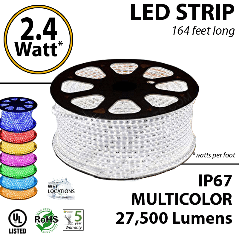 FIXTURE FOR SEATWALL ARCHES with 20' whip SJOOW for electrical connection and IP68 UL Type 6 box for driver and controller. IP64 aluminum profile with lens and IP68 LED RGB strip for 2 layers of protection.