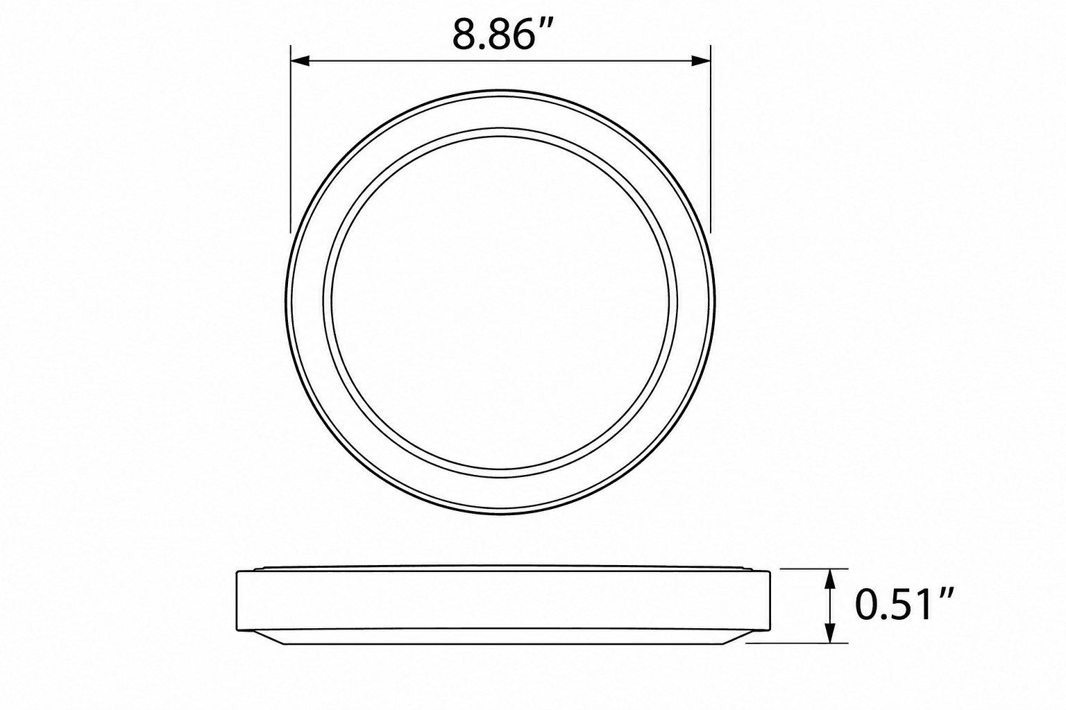 Ring Surface 9" Panel Light Ultra Slim Black 0.51" 18W 1440Lm 5CCT drawing