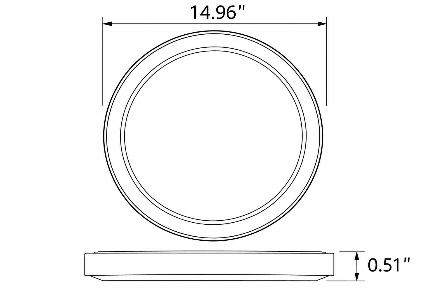 Ring Surface 15" Panel Light Ultra Slim Black 0.51" 36W 3060Lm 5CCT drawing