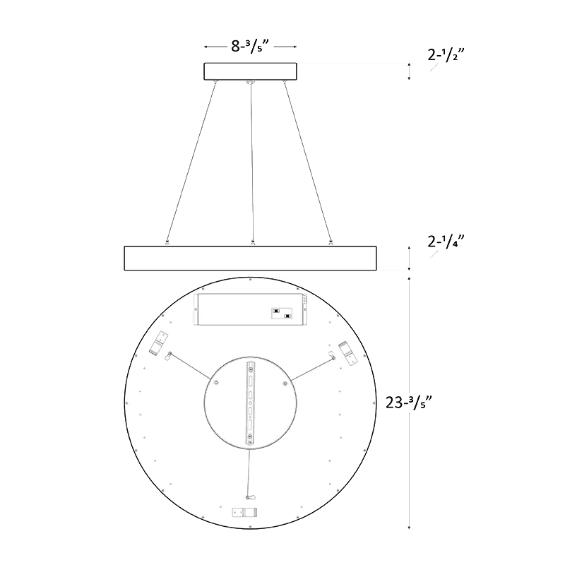 Led Circular Pendant White 48" 100/80/60W 11000Lm 3/3.5/4K Tunable drawing