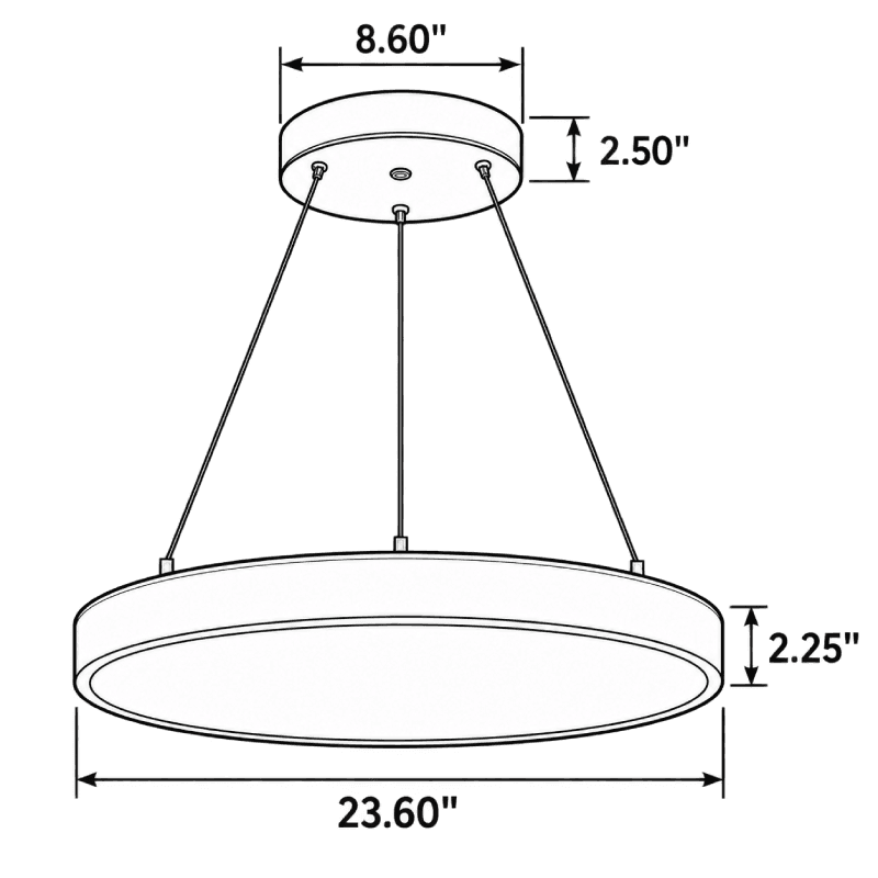 Led Circular Pendant White 24" 50/45/40/35/30W 5 CCT Tunable 6000 Lm drawing