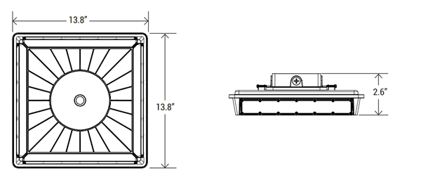 Dark Bronze LED Parking Garage Canopy Light 4000K 70W drawing