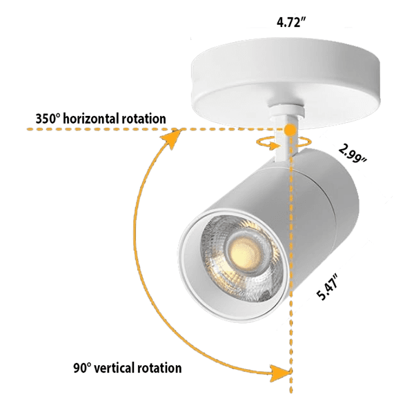 20W Adjustable Ceiling Spotlight: Modern White Aluminum | Bedroom & Hallway Wall Light drawing