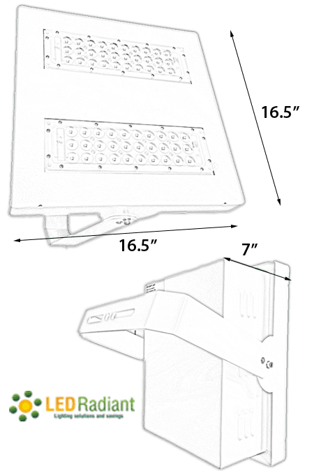 100W LED Canopy Light Ceiling Mount: 5500K 10000 Lm UL IP65 drawing