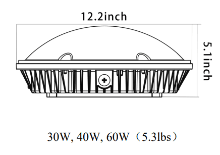 Parking Garage LED Light 30/40/60W Motion Sensor Ready 5000K 8677Lm drawing