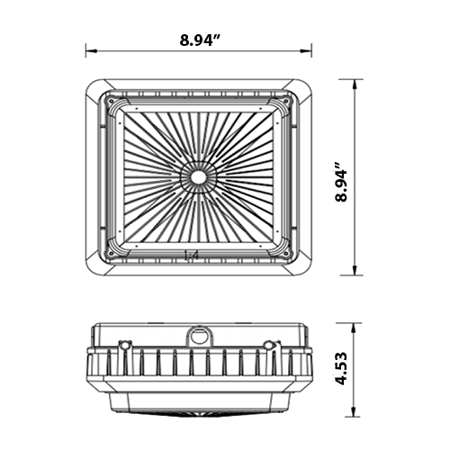 LED Garage Light 55/40/30W Tunable 30/40/50K 7150 Lumens drawing