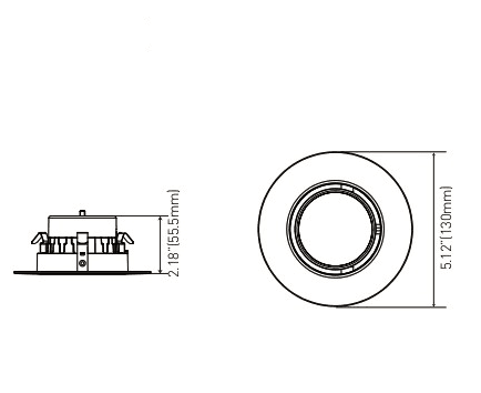 LED Gimbal Recessed Downlight Trim Retrofit 4" 12/9/6W 5CCT 850Lm drawing