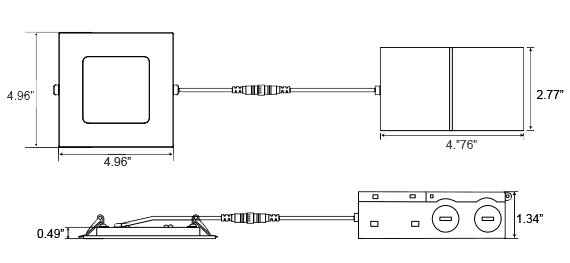 Reccesed Lighting 4" 9W LED Square Panel Selectable 5 CCT drawing