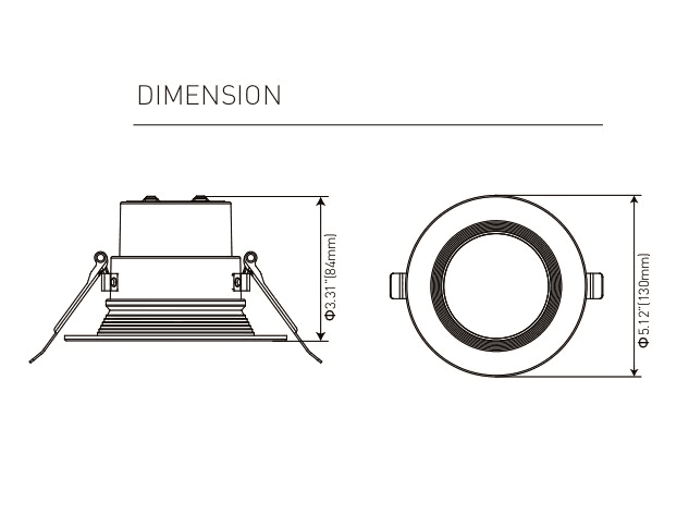 LED Commercial Downlight 4" 12/9/6W 1156Lm 120-277V 27/30/35/40/50K drawing