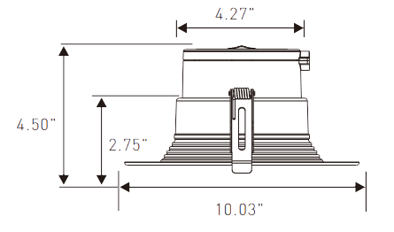 LED Commercial Downlight 8" 17/24/30W 2790lm 100-277V 27/30/35/40/50K drawing