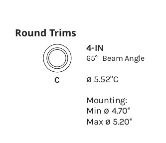 LED Downlight 4" Inch Round Trim drawing