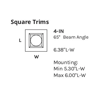 LED Downlight 4 Inch Square Trim drawing