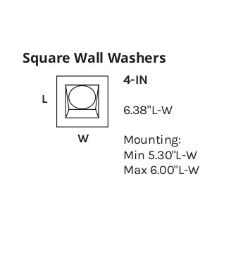 LED Downlight 4 inch Square Wall Washer Trim drawing