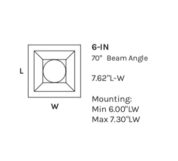 LED Downlight 6 Inch Square Trim drawing