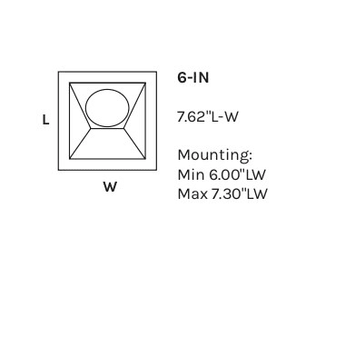 LED Downlight 6 inch Wall Washer Square Trim drawing