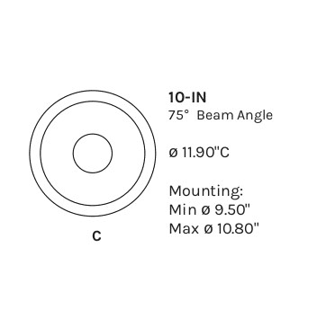 LED Downlight 10 inch Round Trim drawing