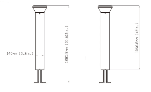 Commercial LED Bollard Lights 26W Tunable CCT & Lumens | 3.5Ft. x 9.5" | Dark Bronze Round drawing