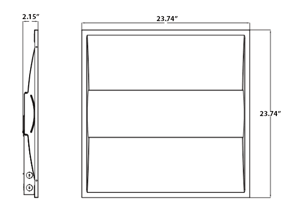 Tunable LED Troffer Lighting - 2x2 Size, 20W/25W/30W/35W/40W Options drawing