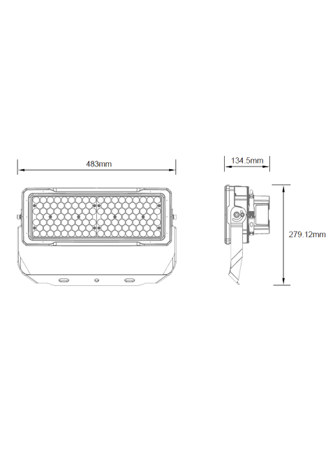 LED Floodlight 250W 32000 Lm 5000K IP66 CE UL drawing