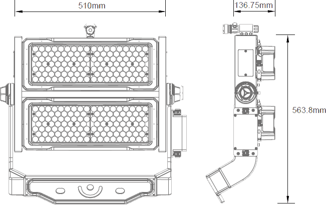 Stadium Lights Sports Lamp 500W 67085 lumens IP66 UL DLC drawing