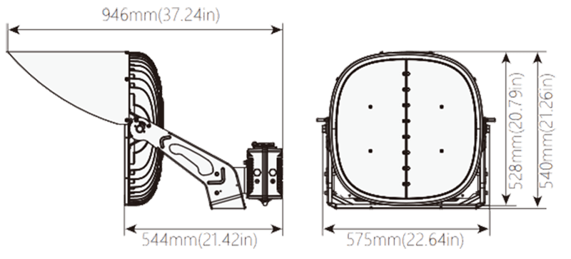 Stadium Lights LED Sports Lamp 1000W 160484 lumens 200-480VAC IP66 UL DLC drawing