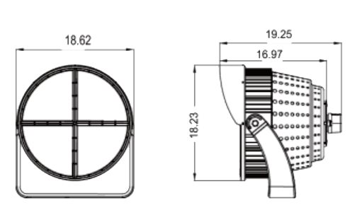 Stadium Light 480V Tunable 1200/1000/800W 5K 180000Lm 30/45/60° Tunable drawing