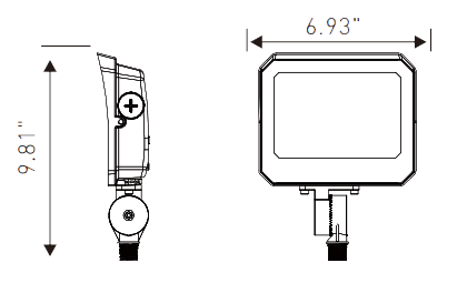 LED flood light Tunable 15W 20W 35W 30K/40K/50K Knucle Mount drawing