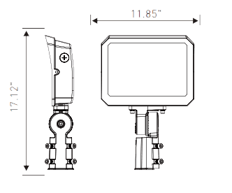 LED Flood Light Tunable 100W 120W 150W 30K/40K/50K SlipFitter drawing
